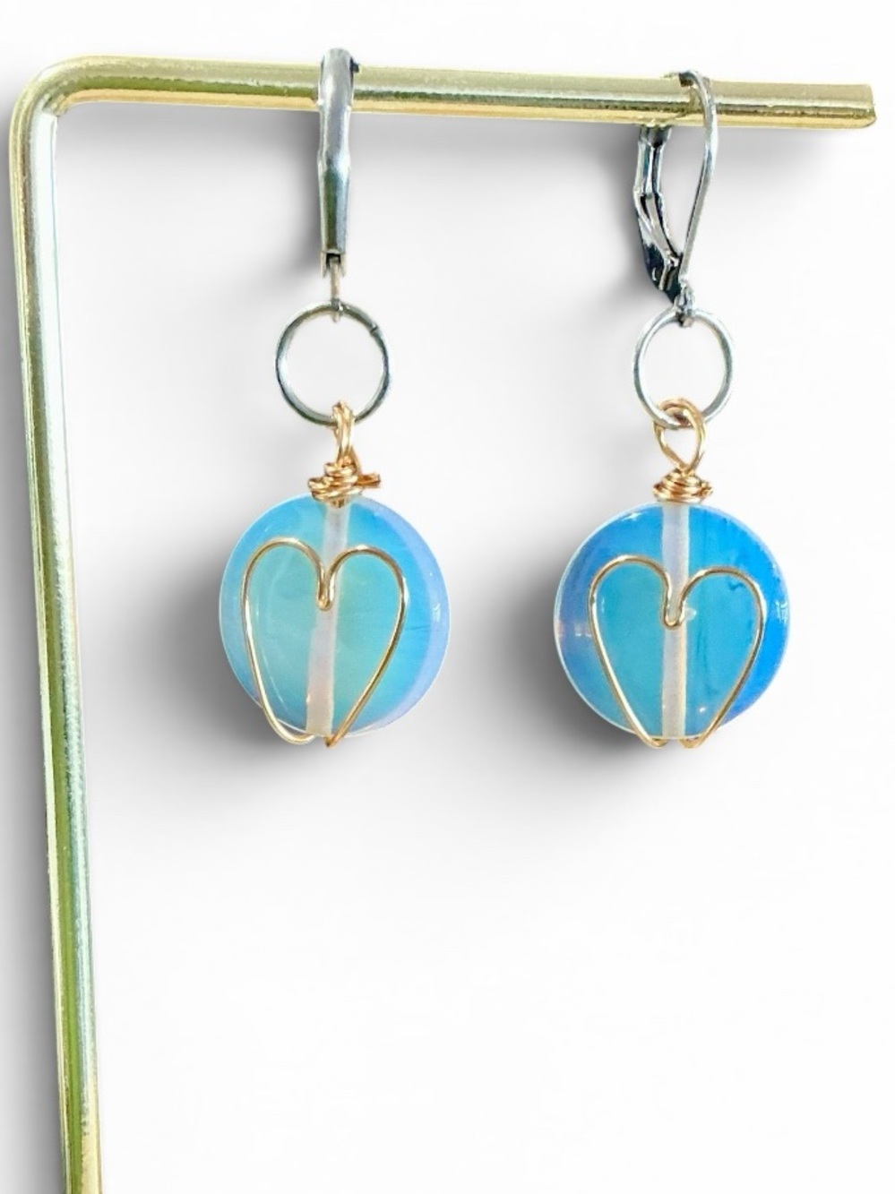 🆕 Heart Shaped Wire Wrapped Gemstone Earrings
